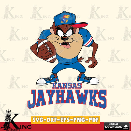 Kansas Jayhawks Đồng phục bóng đá Taz SVG file, Cut file  , Digital Download , Instant Download, Taz svg, NCAA svg
