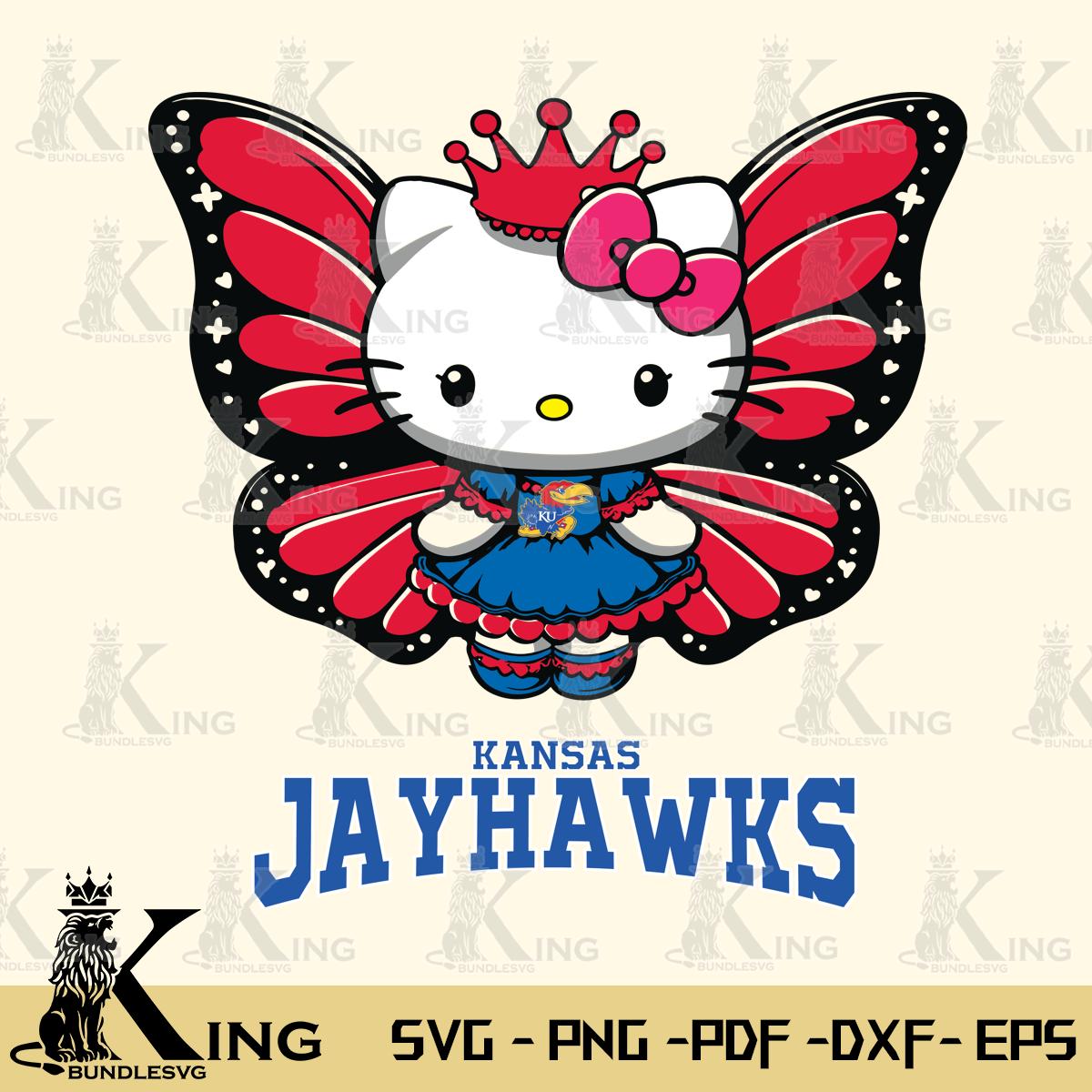 Kansas Jayhawks Kitty Wings & Flowers Svg Eps Dxf Png File, Digital Download