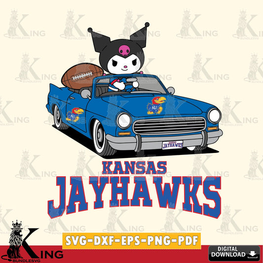 Kansas Jayhawks Kuromi Car Football Game SVG file, Cricut, Cut file  , Digital Download , Instant Download, Sanrio svg, Clipart