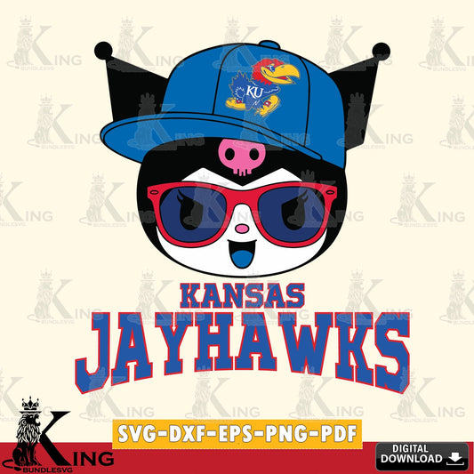 Kansas Jayhawks Kuromi Football Cool SVG file, Cricut, Cut file  , Digital Download , Instant Download, Sanrio svg, Clipart