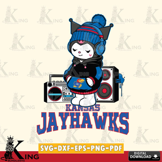 Kansas Jayhawks Kuromi Football Music SVG file, Cricut, Cut file  , Digital Download , Instant Download, Sanrio svg, Clipart