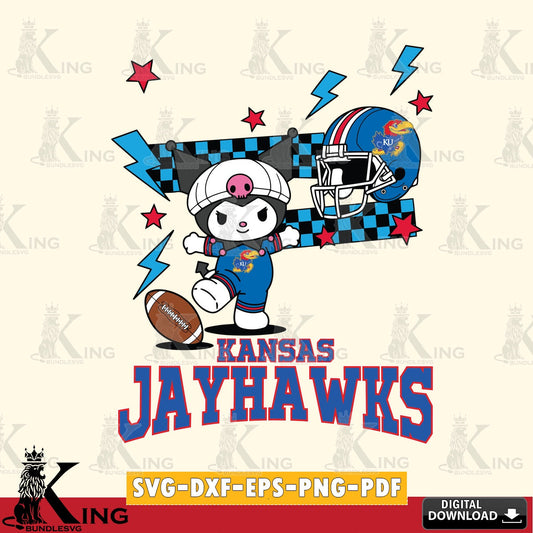 Kansas Jayhawks Kuromi Game Day SVG file, Cricut, Cut file  , Digital Download , Instant Download, Sanrio svg, Clipart