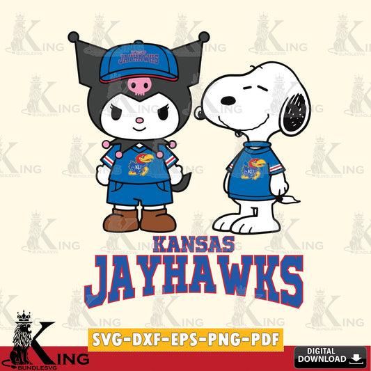 Kansas Jayhawks Kuromi Snoopy Football SVG file, Cricut, Cut file  , Digital Download , Instant Download, Sanrio svg, Clipart