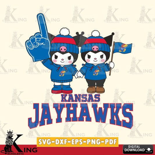 Kansas Jayhawks Kuromi rugby Fan SVG file, Cricut, Cut file  , Digital Download , Instant Download, Sanrio svg, Clipart