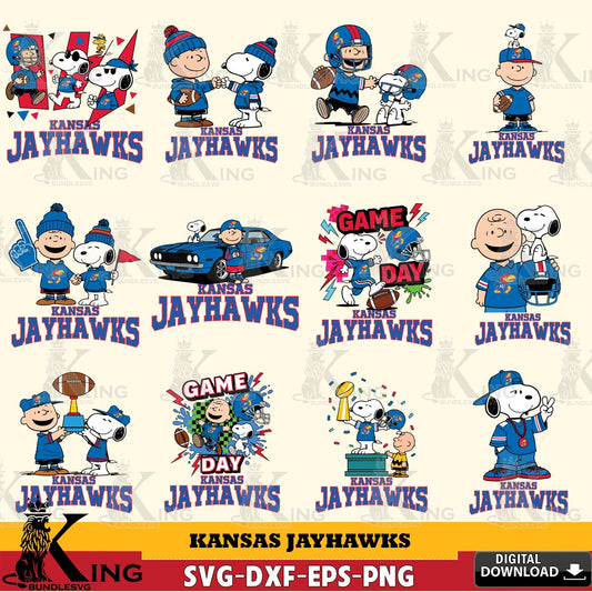 Kansas Jayhawks Peanuts Football NCAA Bundle SVG, Cricut, Cut file  , Digital Download , Instant Download, Peanuts svg, NCAA svg, Football svg, Sport svg
