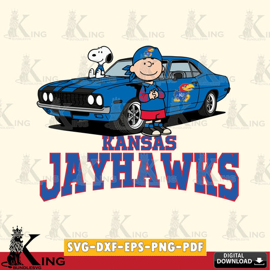 Kansas Jayhawks Peanuts Muscle Car SVG, Cricut, Cut file  , Digital Download , Instant Download, Peanuts svg, NCAA svg, Football svg, Sport svg