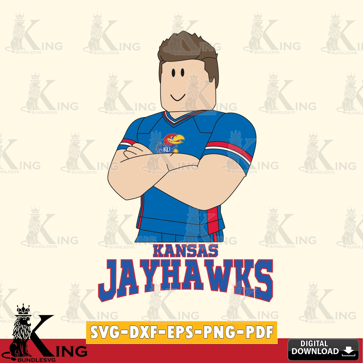 Kansas Jayhawks Roblox Football SVG file , NCAA Cricut,  File cut , Digital Download , PDF File