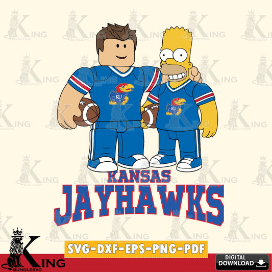 Kansas Jayhawks Roblox & Homer Simpson Football SVG file , NCAA Cricut,  File cut , Digital Download , PDF File
