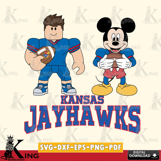 Kansas Jayhawks Roblox & Mickey Football SVG file , NCAA Cricut,  File cut , Digital Download , PDF File