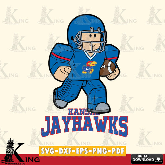 Kansas Jayhawks Roblox Player Rugby SVG file , NCAA Cricut,  File cut , Digital Download , PDF File