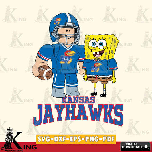 Kansas Jayhawks Roblox & Spongebob Football SVG file , NCAA Cricut,  File cut , Digital Download , PDF File