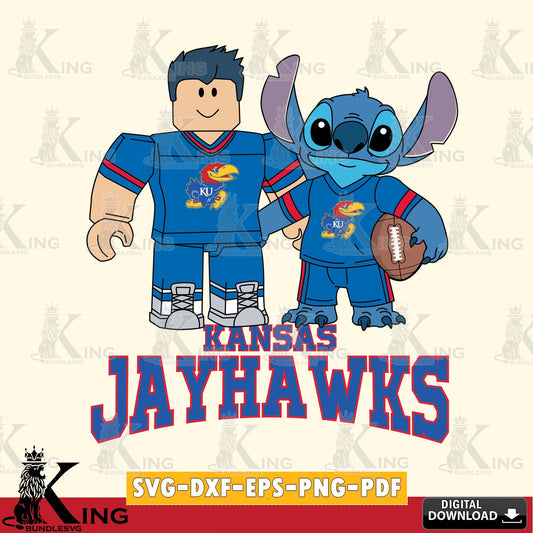 Kansas Jayhawks Roblox & Stitch Football SVG file , NCAA Cricut,  File cut , Digital Download , PDF File