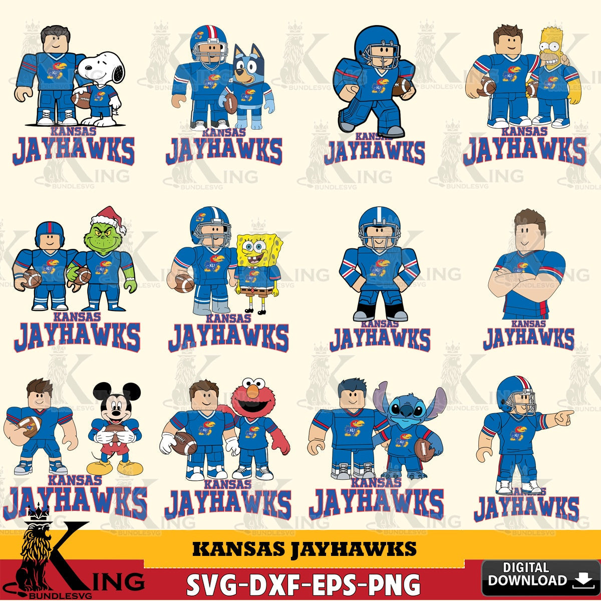 Kansas Jayhawks Roblox With Friends football NCAA Bundle SVG file , NCAA Cricut,  File cut , Digital Download , PDF File
