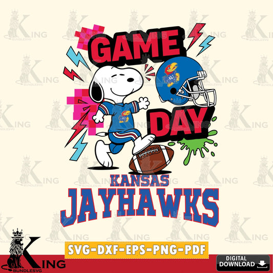 Kansas Jayhawks Snoopy Game day SVG, Cricut, Cut file  , Digital Download , Instant Download, Peanuts svg, NCAA svg, Football svg, Sport svg