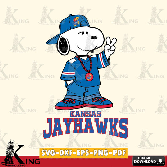 Kansas Jayhawks Snoopy Say hi SVG, Cricut, Cut file  , Digital Download , Instant Download, Peanuts svg, NCAA svg, Football svg, Sport svg