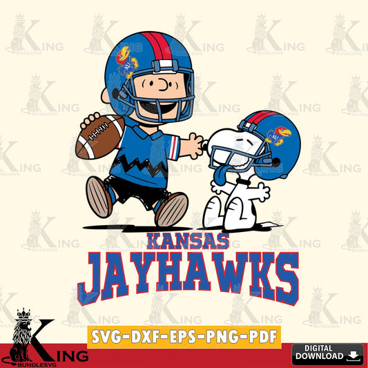 Kansas Jayhawks Snoopy and Peanut Fun SVG, Cricut, Cut file  , Digital Download , Instant Download, Peanuts svg, NCAA svg, Football svg, Sport svg