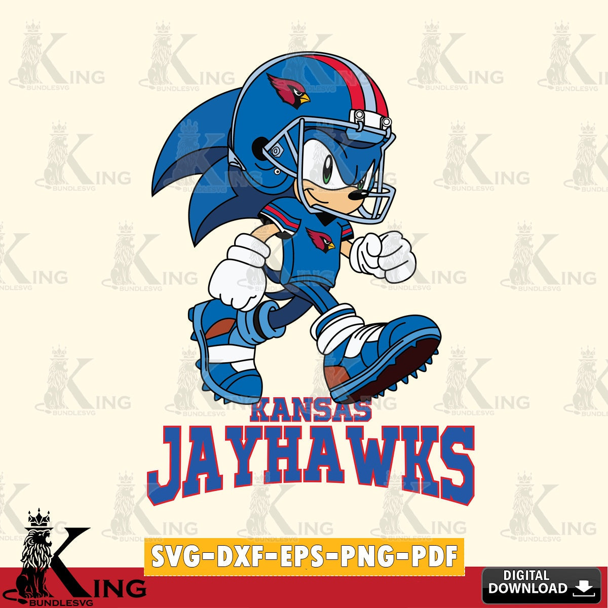 Kansas Jayhawks Sonic Ready Football SVG file, Vector , Digital Download , PDF File , Instant Download