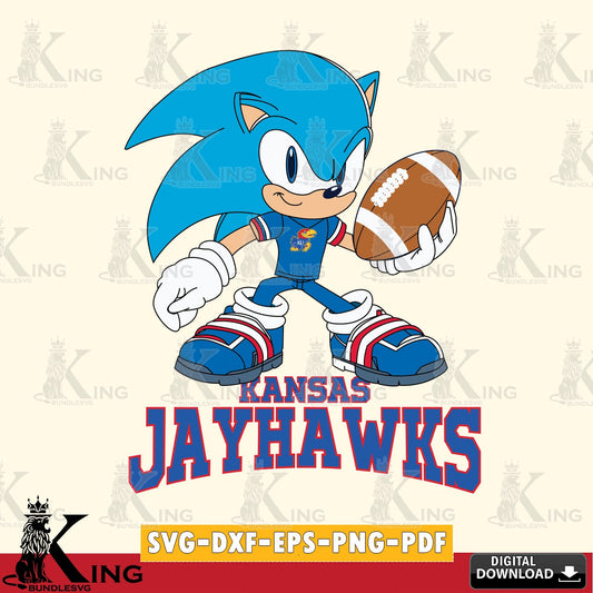 Vector design showing Kansas Jayhawks Sonic Rugby SVG PNG files perfect for Cricut and Silhouette cutting