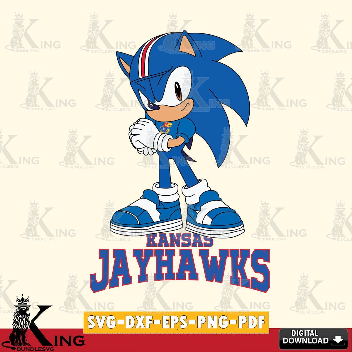 Kansas Jayhawks Sonic cute Football SVG file, Vector , Digital Download , PDF File , Instant Download
