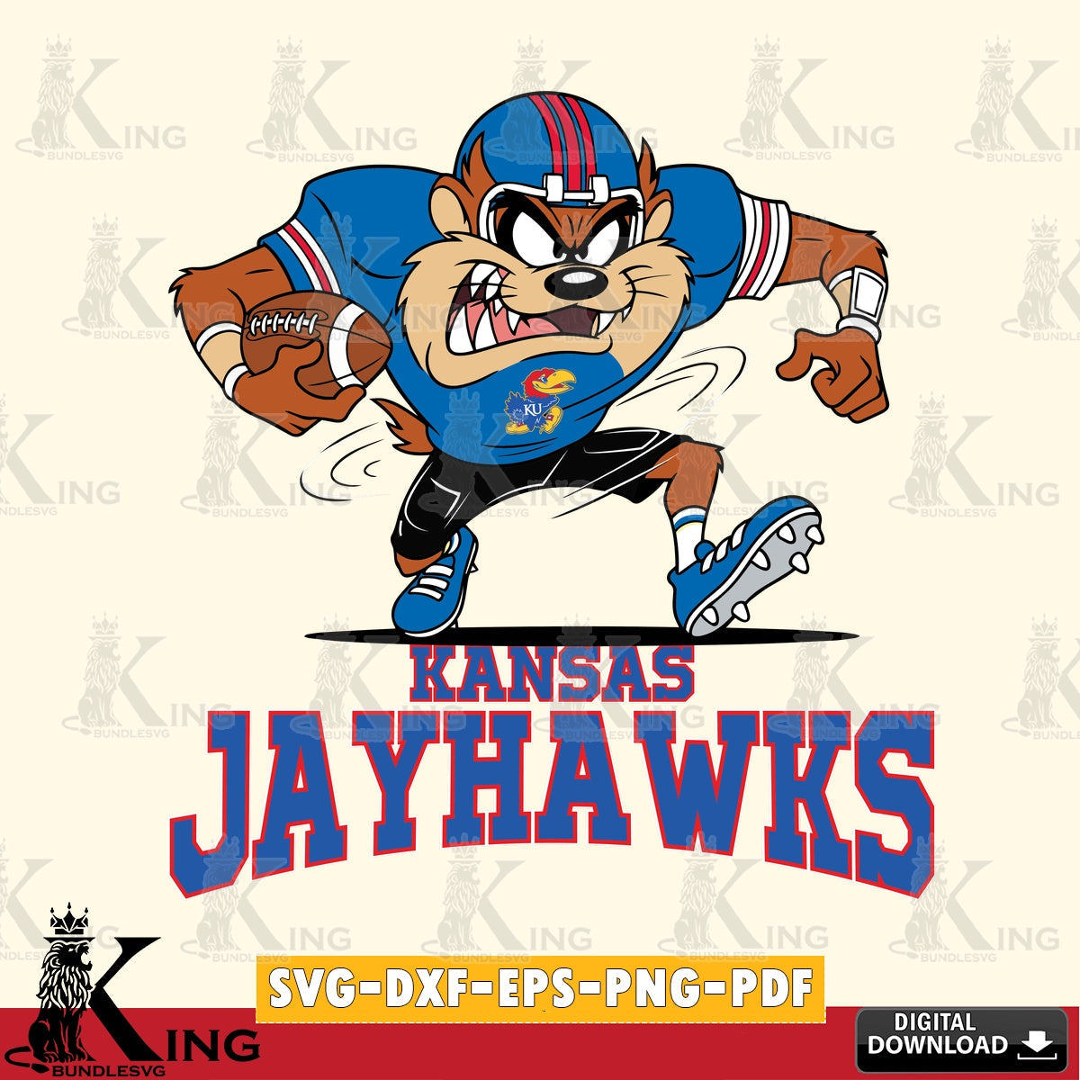 Kansas Jayhawks Taz Football Helmet SVG file, Cut file  , Digital Download , Instant Download, Taz svg, NCAA svg