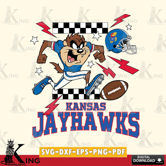 Kansas Jayhawks Taz Football Lightning SVG file, Cut file  , Digital Download , Instant Download, Taz svg, NCAA svg