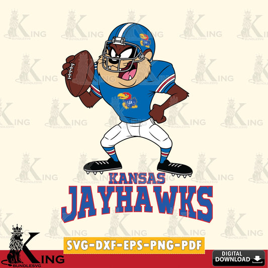 Kansas Jayhawks Taz Football Player SVG file, Cut file  , Digital Download , Instant Download, Taz svg, NCAA svg