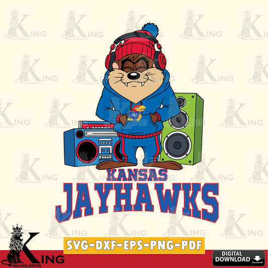Kansas Jayhawks Taz Hip Hop SVG file, Cut file  , Digital Download , Instant Download, Taz svg, NCAA svg