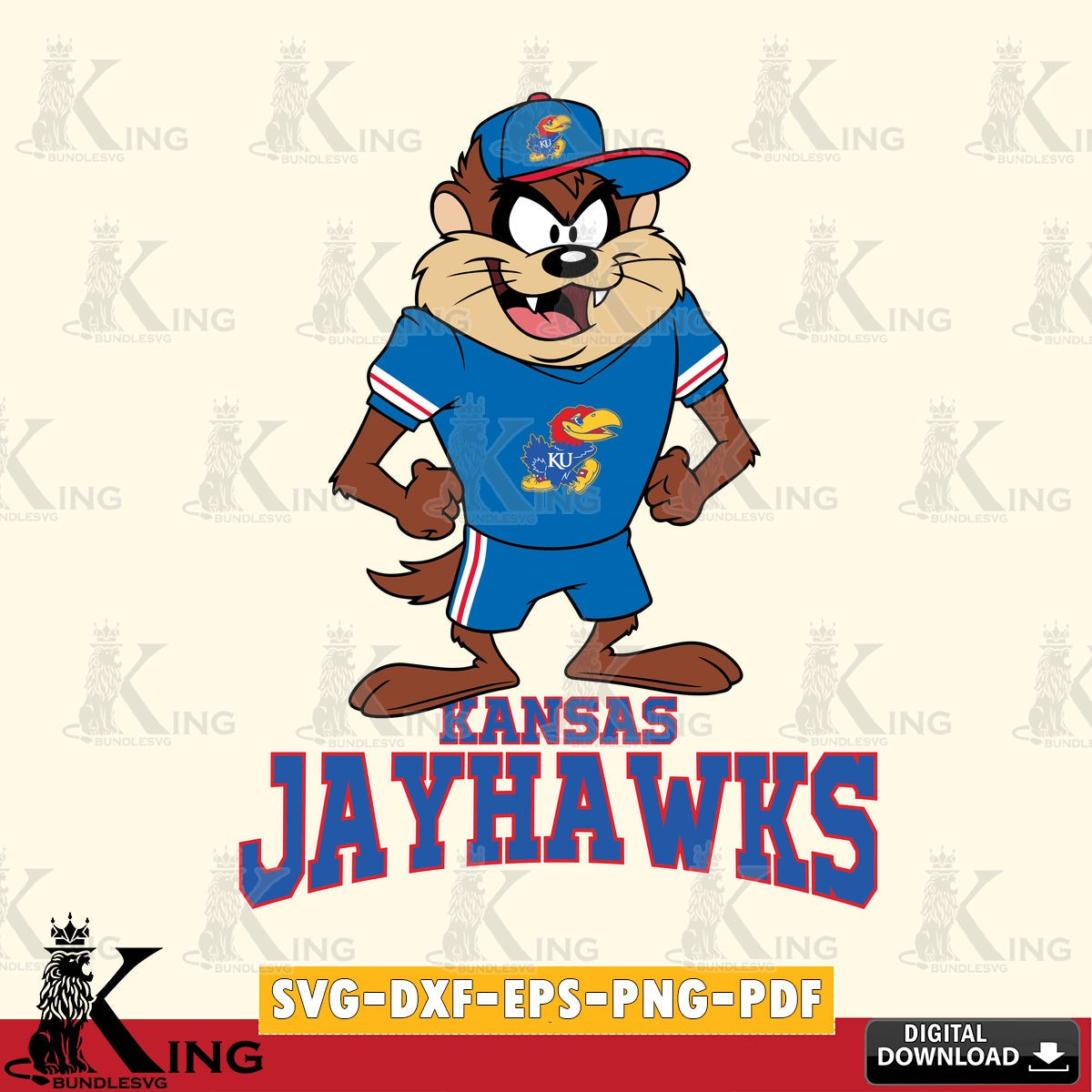 Kansas Jayhawks Taz Standing Pose SVG file, Cut file  , Digital Download , Instant Download, Taz svg, NCAA svg