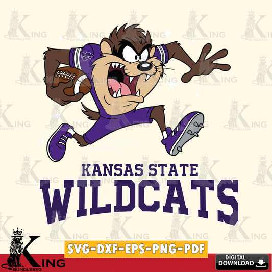 Kansas State Wildcats Angry Taz Football SVG file, Cut file  , Digital Download , Instant Download, Taz svg, NCAA svg