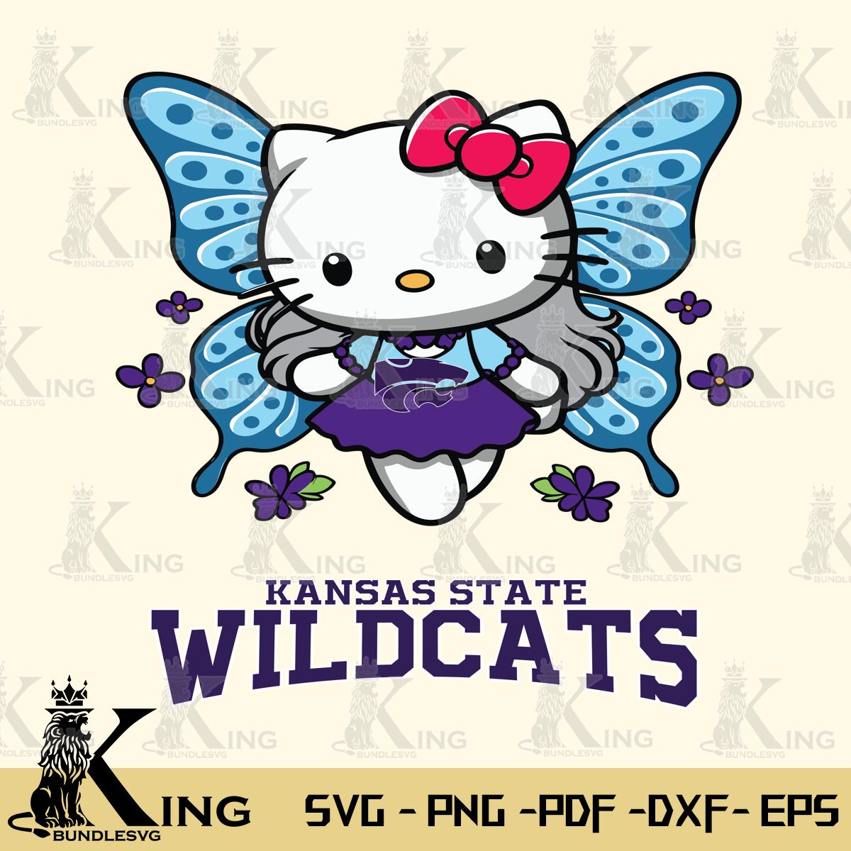 Kansas State Wildcats Butterfly Kitty Charm Svg Eps Dxf Png File, Digital Download