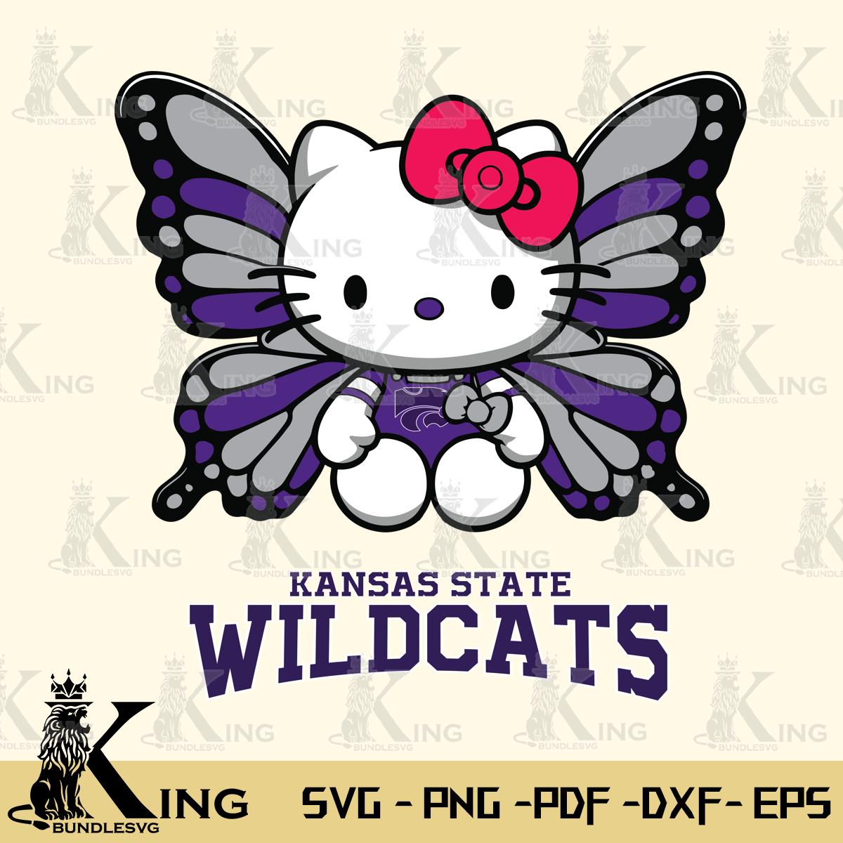 Kansas State Wildcats Butterfly Kitty Delight Svg Eps Dxf Png File, Digital Download