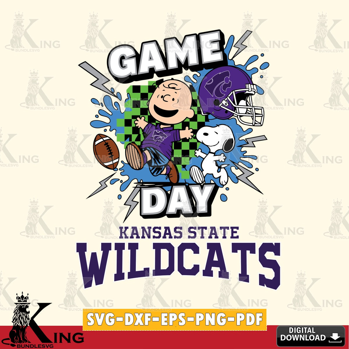 Kansas State Wildcats Game Day Peanuts SVG, Cricut, Cut file  , Digital Download , Instant Download, Peanuts svg, NCAA svg, Football svg, Sport svg