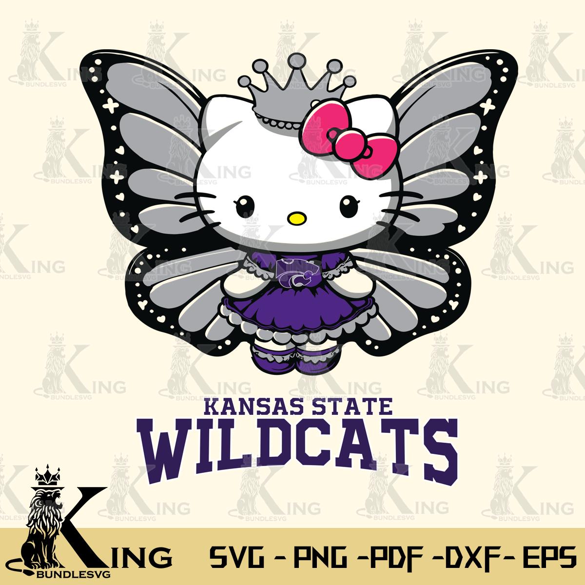 Kansas State Wildcats Kitty Wings & Flowers Svg Eps Dxf Png File, Digital Download