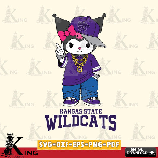 Kansas State Wildcats Kuromi Streetwear Style SVG file, Cricut, Cut file  , Digital Download , Instant Download, Sanrio svg, Clipart