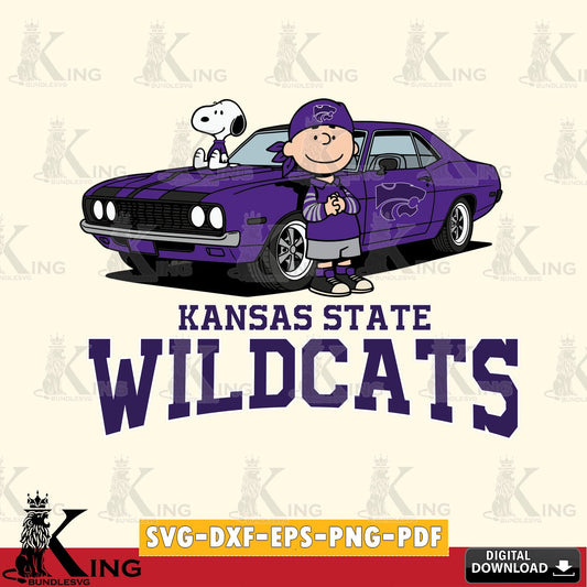 Kansas State Wildcats Peanuts Muscle Car SVG, Cricut, Cut file  , Digital Download , Instant Download, Peanuts svg, NCAA svg, Football svg, Sport svg