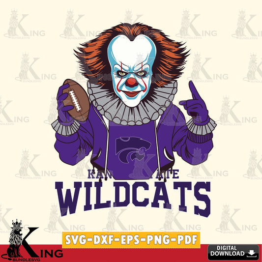Creative design featuring a Kansas State Wildcats Pennywise football player, SVG PNG files perfect for Cricut and Silhouette