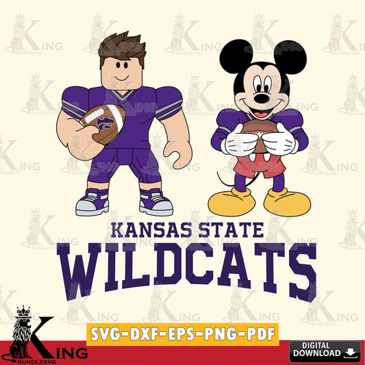 Kansas State Wildcats Roblox & Mickey Football SVG file , NCAA Cricut,  File cut , Digital Download , PDF File