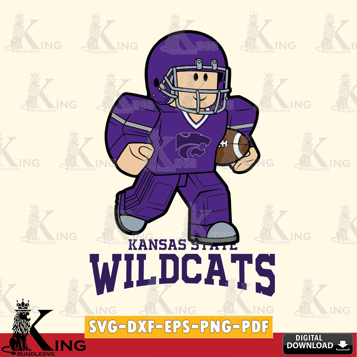 Kansas State Wildcats Roblox Player Rugby SVG file , NCAA Cricut,  File cut , Digital Download , PDF File