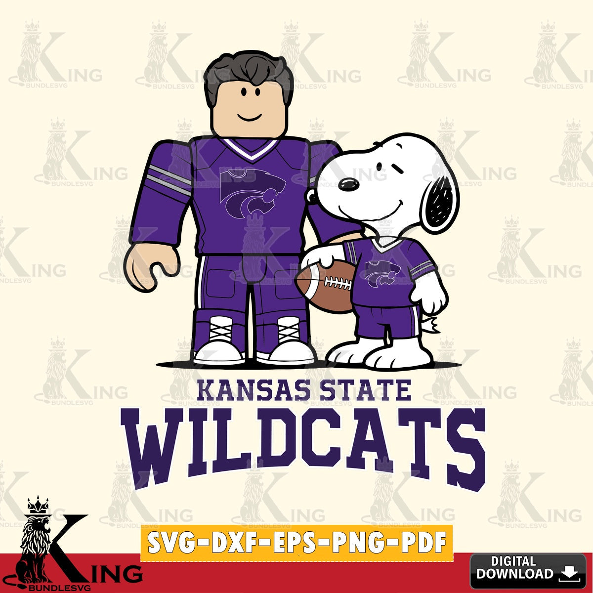 Kansas State Wildcats Roblox & Snoopy Football SVG file , NCAA Cricut,  File cut , Digital Download , PDF File