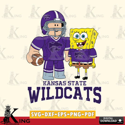 Kansas State Wildcats Roblox & Spongebob Football SVG file , NCAA Cricut,  File cut , Digital Download , PDF File