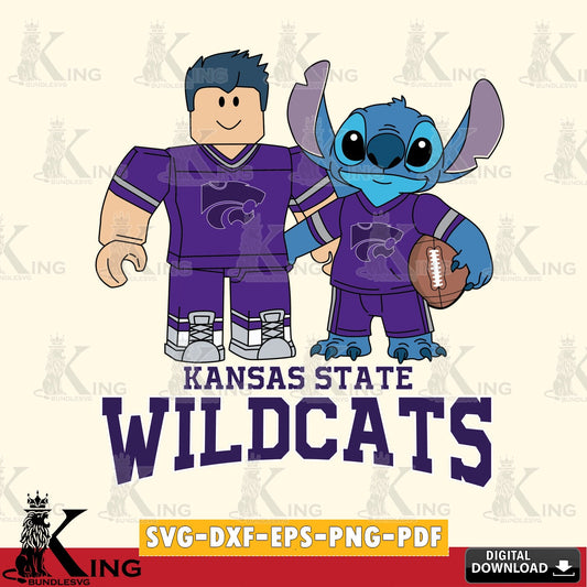 Kansas State Wildcats Roblox & Stitch Football SVG file , NCAA Cricut,  File cut , Digital Download , PDF File