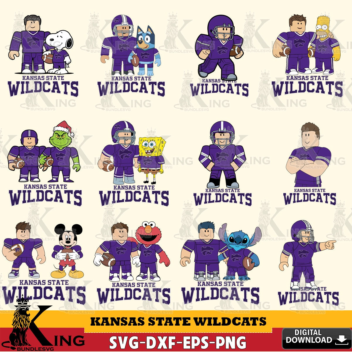 Kansas State Wildcats Roblox With Friends football NCAA Bundle SVG file , NCAA Cricut,  File cut , Digital Download , PDF File