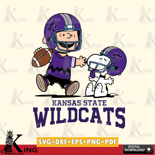 Kansas State Wildcats Snoopy and Peanut Fun SVG, Cricut, Cut file  , Digital Download , Instant Download, Peanuts svg, NCAA svg, Football svg, Sport svg