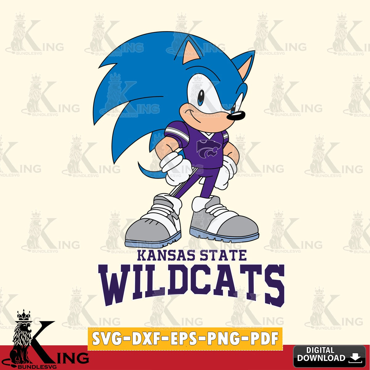Stylish representation of Kansas State Wildcats Sonic Football Star Mascot vector art for engraving, cutting, and printing