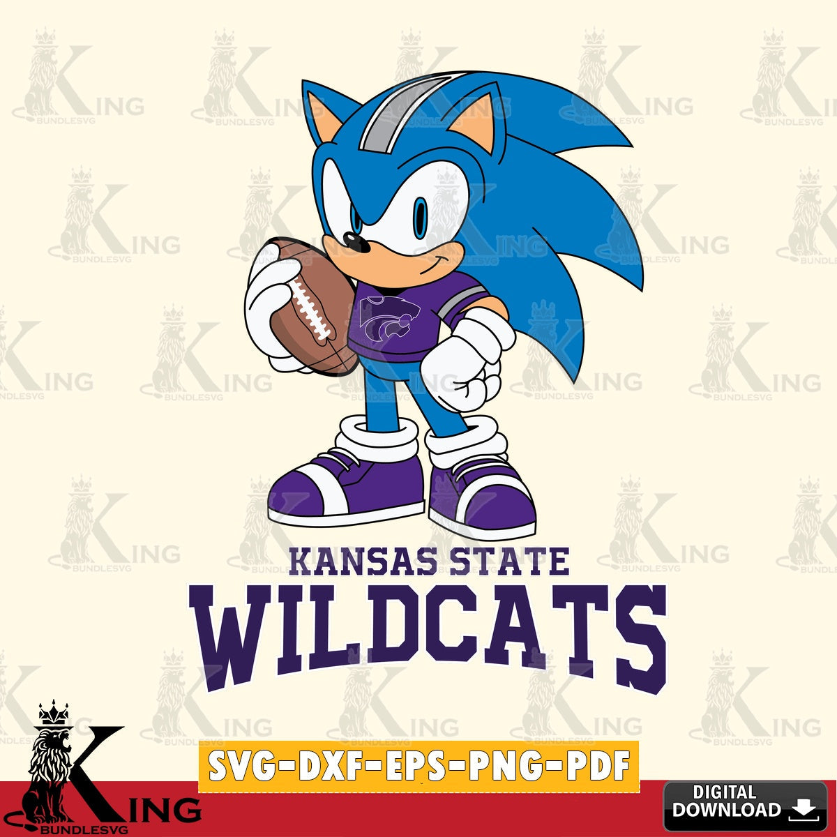 Digital download featuring Kansas State Wildcats Sonic Game Day Ready, a crafting file for iron-on transfer and vinyl decals.
