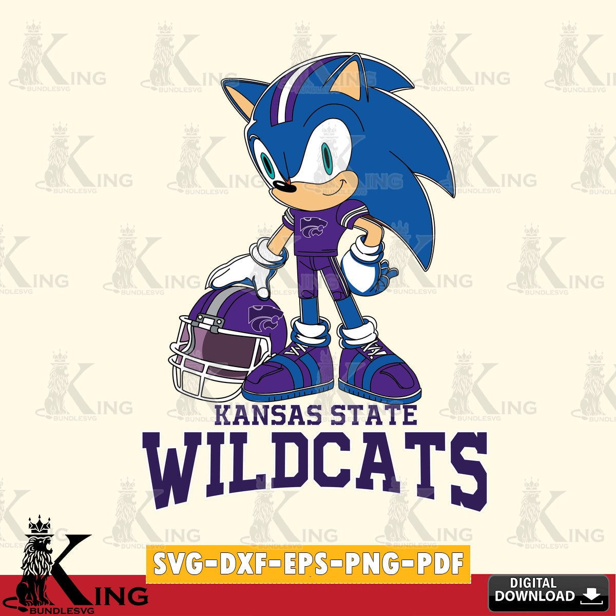 Printable art of Kansas State Wildcats Sonic Player Football digital clipart compatible with laser engraving and cutting