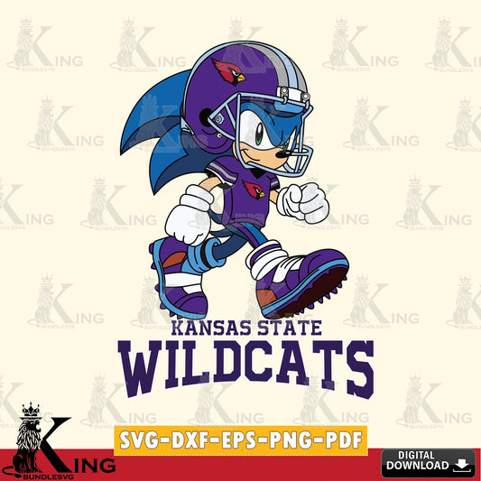 Hand-drawn style art of Kansas State Wildcats Sonic Ready Football SVG cut file for personalized gifts and laser projects