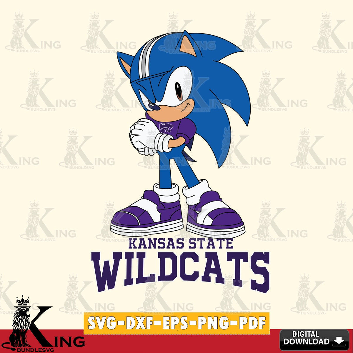 Kansas State Wildcats Sonic cute Football SVG file, Vector , Digital Download , PDF File , Instant Download