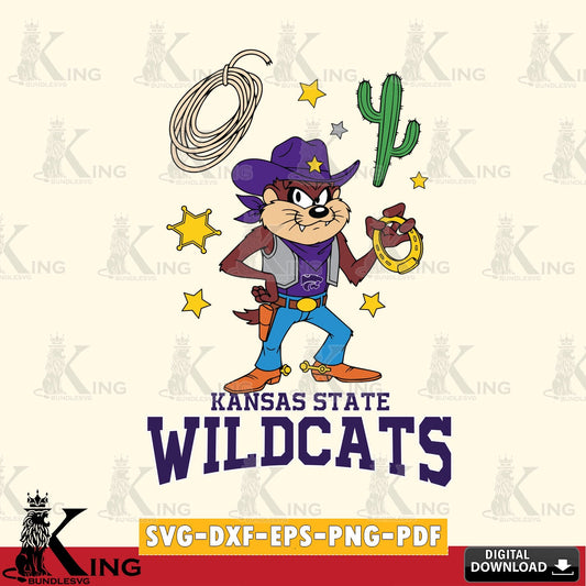 Kansas State Wildcats Taz Cowboy Western SVG file, Cut file  , Digital Download , Instant Download, Taz svg, NCAA svg
