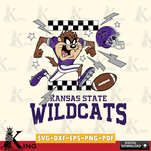 Kansas State Wildcats Taz Football Lightning SVG file, Cut file  , Digital Download , Instant Download, Taz svg, NCAA svg
